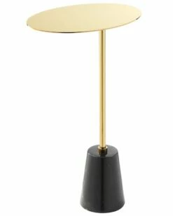 Pangea Home Gold Churchill Side Table White Genuine Marble End & Side Tables
