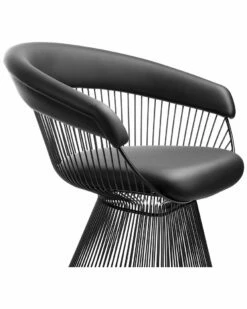 Pangea Home Ivy Chair Black Faux Leather Accent Chairs -Pangea Sales Store 3050362243 RLLZ 4
