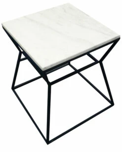 Pangea Geo Side Table Frame With Marbel Top Home End & Side Tables