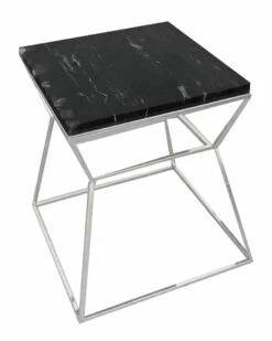 Pangea Geo Side Table Metal Frame With Marbel Top Home End & Side Tables