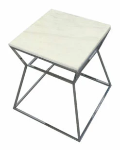 Pangea Geo Side Table Metal Frame With Marbel Top Home End & Side Tables