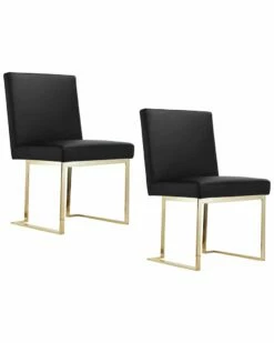 Pangea Home Gold Dexter Side Chair Black (Set Of 2) Dining Chairs & Stools