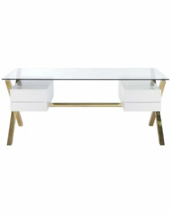 Pangea 2 Compartment Gold Beverly Desk Home Desks & Storage