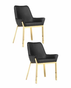 Pangea Set Of 2 Hudson Diamond Tufted Chairs Home Dining Chairs & Stools