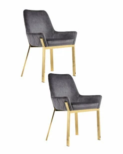 Pangea Set Of 2 Hudson Diamond Tufted Chairs Home Dining Chairs & Stools