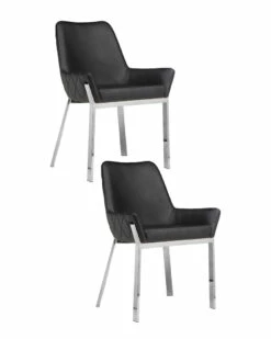Pangea Set Of 2 Hudson Diamond Tufted Chairs Home Dining Chairs & Stools