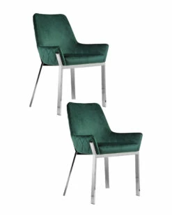 Pangea Set Of 2 Hudson Diamond Tufted Chairs Home Dining Chairs & Stools