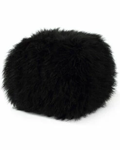 Pangea Lammy 18in Square Cube Faux Fur Home Ottomans & Poufs