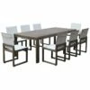 Pangea Home Vick 9 Piece Dinng Set, Brown Frame White Textilene Dining Sets -Pangea Sales Store 3050998555 RLLZ 1