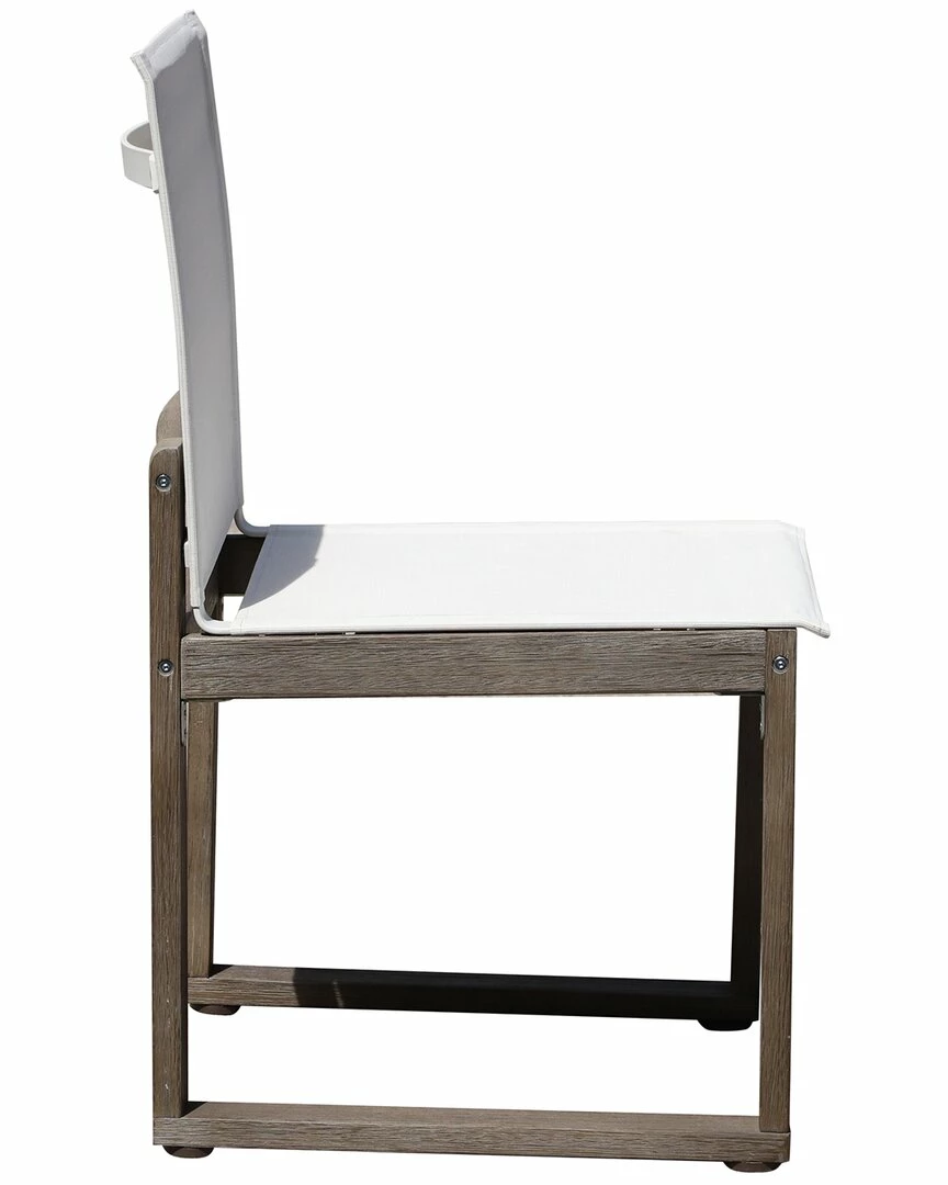 Pangea Home Vick 9 Piece Dinng Set, Brown Frame White Textilene Dining Sets 4 Pangea Home Vick 9 Piece Dinng Set, Brown Frame White Textilene Dining Sets - Image 3