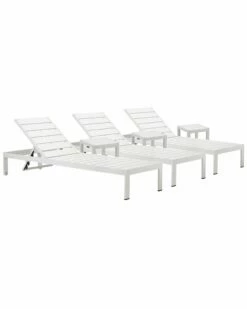 Pangea Home Indoor/Outdoor 3 Joseph Loungers & 3 Side Tables Seating
