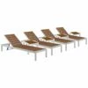 Pangea Home Indoor/Outdoor 4 Joseph Loungers & 4 Side Tables Lounge Sets