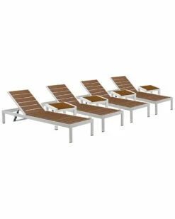 Pangea Home Indoor/Outdoor 4 Joseph Loungers & 4 Side Tables Lounge Sets