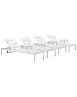 Pangea Home Indoor/Outdoor 4 Joseph Loungers & 4 Side Tables Lounge Sets