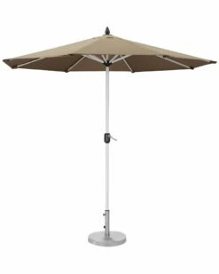 Pangea Home Ella Umbrella And Base, White Pole Grey Fabric Patio Umbrellas