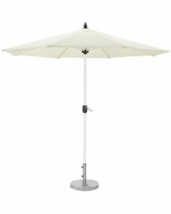 Pangea Home Ella Umbrella And Base, White Pole White Fabric Patio Umbrellas