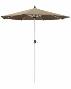 Pangea Home Ella Umbrella, White Powder Coated Aluminum Pole Grey Fabric Patio Umbrellas