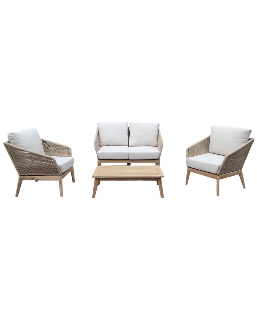 Pangea Home Diego 4pc Sofa Set, Beige Lounge Sets 3 Pangea Home Diego 4pc Sofa Set, Beige Lounge Sets